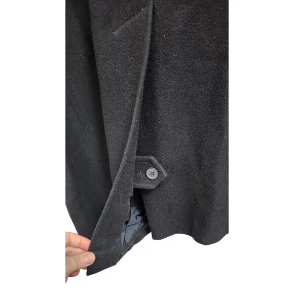 OPERATIONS NYC Black Wool Cashmere Military Peacoat Trench Coat Small USA Made